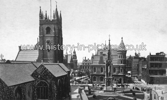 St Andrew's Church and Cross, Plymouth, Devon. c.1904